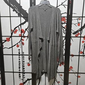 Eileen Fisher Viscose Gray Open-Front Cardigan Sweater Small